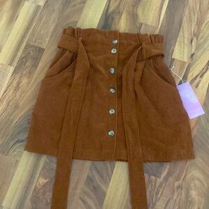Fashion On Earth S Size Brown Corduroy Button-Up Skirt NWT